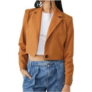 Free People We The Free Block Party Crop Blazer Amber Large NWT